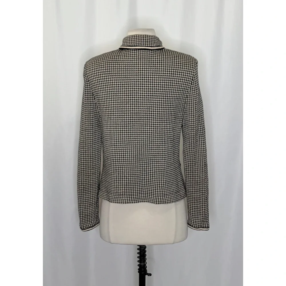 ST. JOHN Collection by Marie Gray Black Ivory Houndstooth Blazer Jacket Size 6